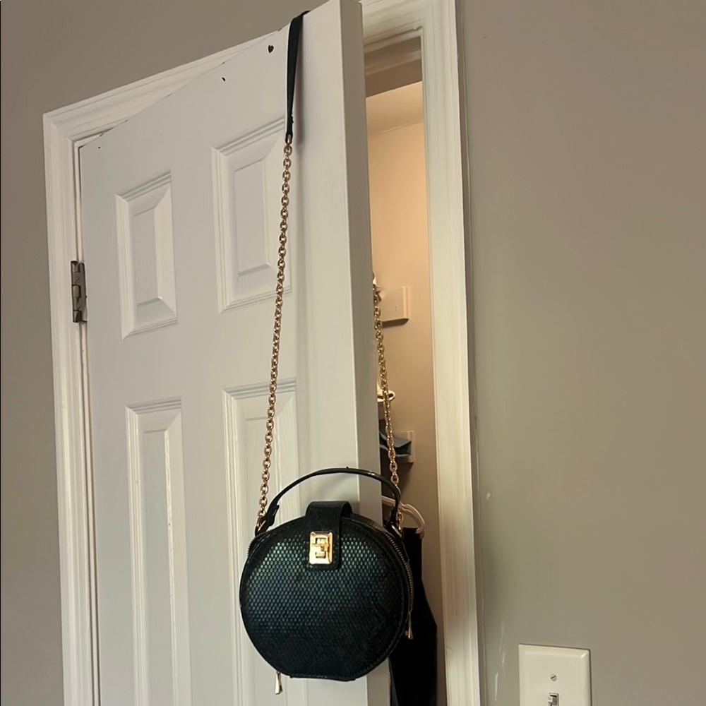 Snakeskin Crossbody Bag with Gold Chain